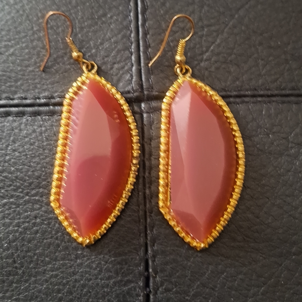 Elegant Gold and Red Dangle Earrings